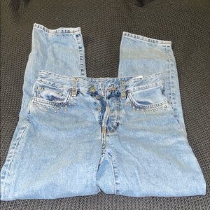 H&M vintage high waist fit jeans with studs s26